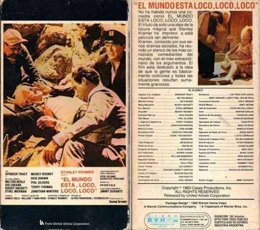 Carátula o foto de It’s a Mad, Mad, Mad, Mad World Título de este VHS: El Mundo está Loco, Loco, Loco.
