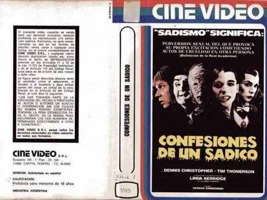 Carátula o foto de Confesiones de un Sádico (Cine Video) – Fundido en Negro (Radiocom Video S.A.)