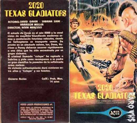 Carátula o foto de 2020 Texas Gladiators Título en pantalla en este VHS: Gladiadores del 2000 en Texas